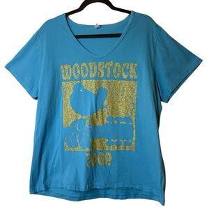 Chicyea Teal Blue “Woodstock” T Size 2XL Hippie, Vintage, Festival, 60’s